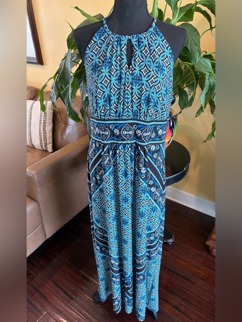 Dressbarn Geometric Halter Maxi Dress - size 16